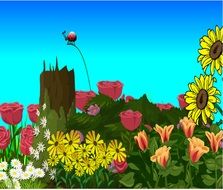 drawing flowers in the garden
