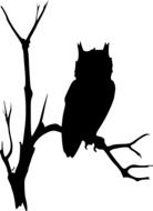 owl silhouette on tree drawing