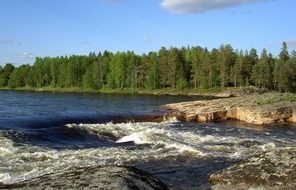 panoramic view of cascade on the river in sweden