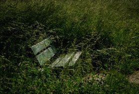 derelict park with lonely bench outdoor