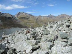 stones on the background of the mountain Foret in Switzerland