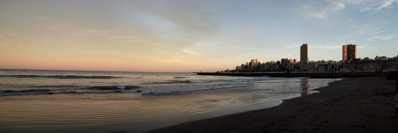 Beautiful evening with colorful sunset on the sea beach