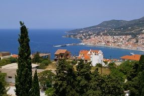 top view of the coast of the island of Samos