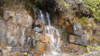 waterfall on a rock in nature
