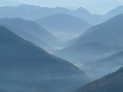 mountain range in haze