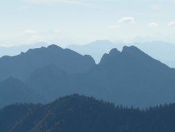 mountains in the blue haze