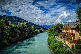 picture painted panorama of Salzburg, Austria