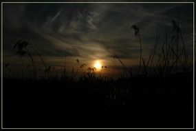 landscape of sunset in black twilight