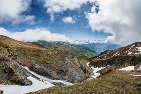 landscape of adorable spring mountain with clouds