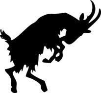 black silhouette of a goat with horns on a white background