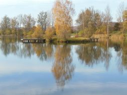 reflection in the lake of the autumn landscape