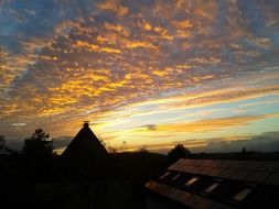 beautiful orange sunset in the countryside