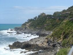 waves near the rocky shore