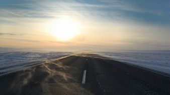 Landscape of empty road in empty countryside