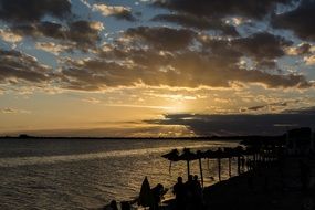 Sunset over sea evening landscape