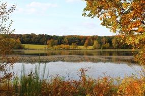 panorama of lake rodder maar in autumn
