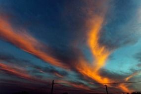 bright orange clouds at sunset