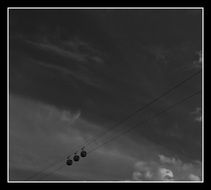 Black and white photograph of the cable car