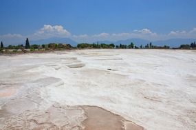 ancient white travertine terraces, Turkey