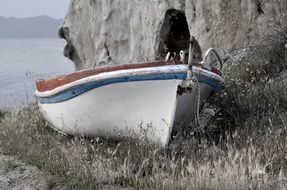 white old boat in halkidiki