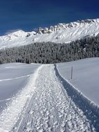 winter snow mountain landscape with path