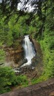 photo of a cascade of a waterfall in a forest