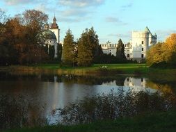 krasichin castle near the pond in poland