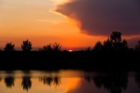 orange evening sun gone beyond the horizon