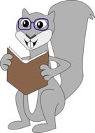 Cartoon squirrel with the book clipart