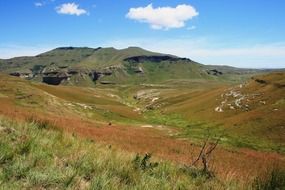 Landscape of sloping sides mountains