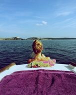 Resting on a boat in mediterranean sea on a sunny day