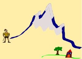 cartoon man at mountain, mountaineer