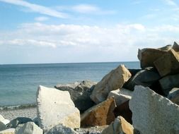 landscape of white big stones on the Baltic Sea