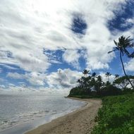 white clouds over the coast of Oahu in Hawaii