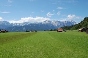 panoramic view of garmisch ski resort in bavaria in summer