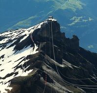 cable lines to mountain peak, Switzerland, birg