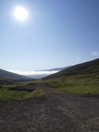 bright sun in blue sky in Iceland