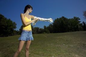 posing girl in a park