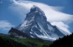 Matterhorn peak in the alps on a clear day