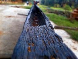 small wooden boat close up