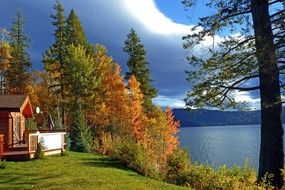 Landscape of lake in countryside in Canada