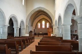 church wooden benches rows