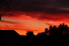 red sunset sky dramatic view