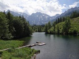 scenic lake in the alps