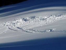 deep snow trace and shadows