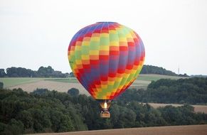 bright colorful hot air balloon in the air