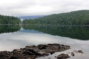 Panorama of Sasamat Lake in Canada