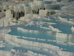 pamukkale, thermal springs, white-blue landscape