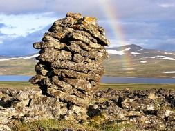 rocks and rainbow in alaska