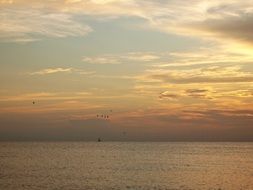 Sunset sky over the ocean at dusk